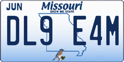 MO license plate DL9E4M
