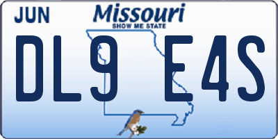 MO license plate DL9E4S