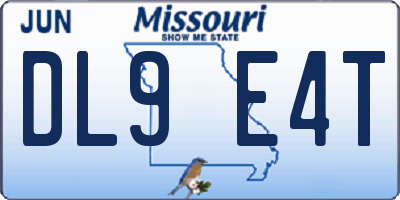 MO license plate DL9E4T