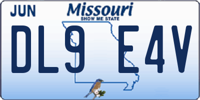 MO license plate DL9E4V
