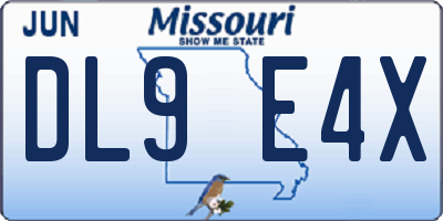 MO license plate DL9E4X