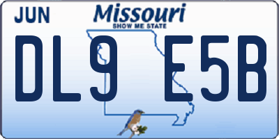 MO license plate DL9E5B