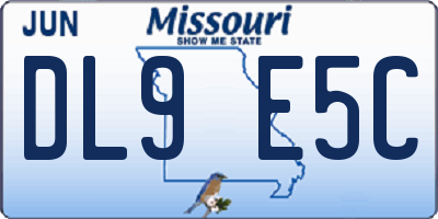 MO license plate DL9E5C