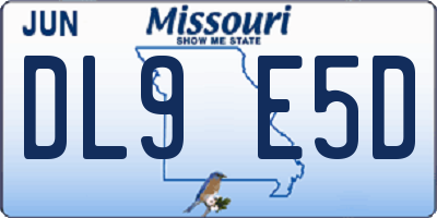MO license plate DL9E5D