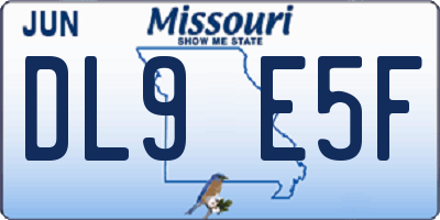 MO license plate DL9E5F