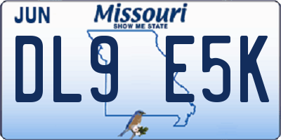 MO license plate DL9E5K