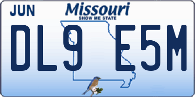 MO license plate DL9E5M