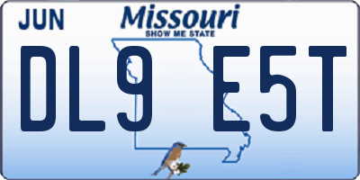 MO license plate DL9E5T