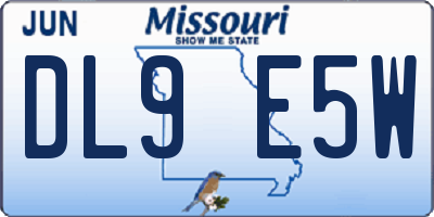 MO license plate DL9E5W