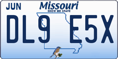 MO license plate DL9E5X