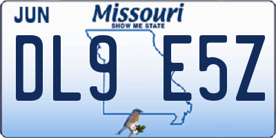 MO license plate DL9E5Z