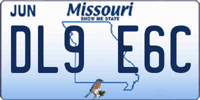 MO license plate DL9E6C