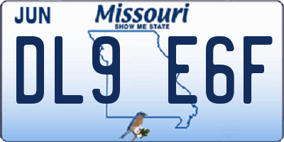 MO license plate DL9E6F