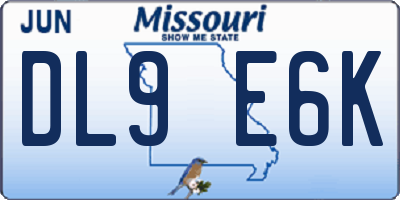 MO license plate DL9E6K