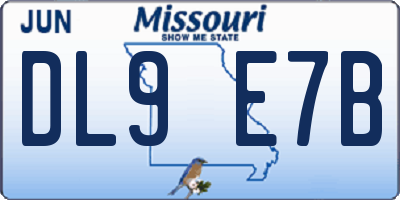 MO license plate DL9E7B