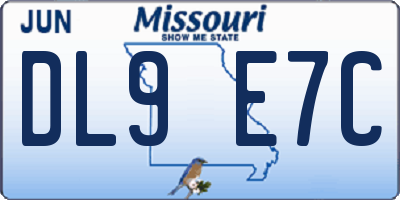 MO license plate DL9E7C