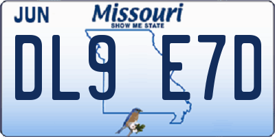 MO license plate DL9E7D