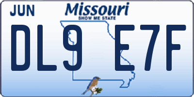 MO license plate DL9E7F