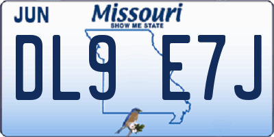 MO license plate DL9E7J