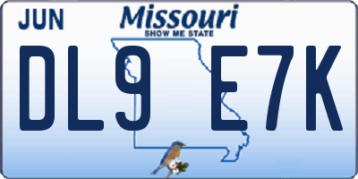 MO license plate DL9E7K