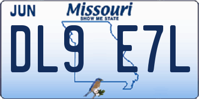 MO license plate DL9E7L