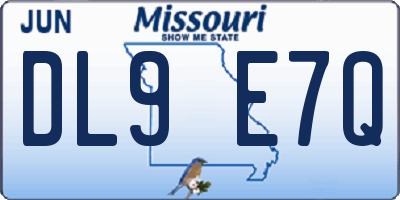 MO license plate DL9E7Q