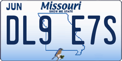 MO license plate DL9E7S