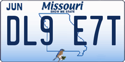 MO license plate DL9E7T