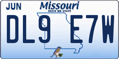 MO license plate DL9E7W