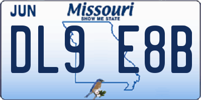 MO license plate DL9E8B