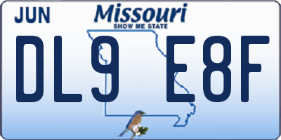 MO license plate DL9E8F