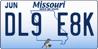 MO license plate DL9E8K