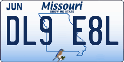 MO license plate DL9E8L
