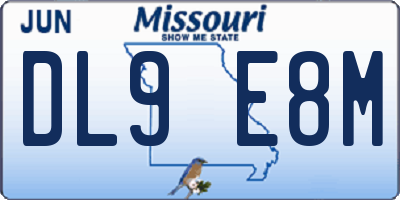 MO license plate DL9E8M