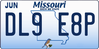 MO license plate DL9E8P