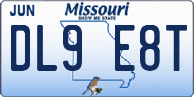 MO license plate DL9E8T