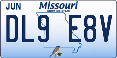 MO license plate DL9E8V