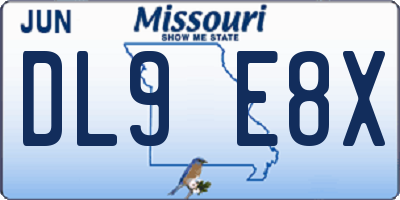MO license plate DL9E8X