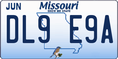 MO license plate DL9E9A