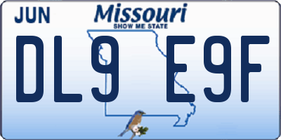 MO license plate DL9E9F