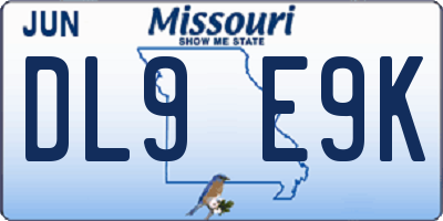 MO license plate DL9E9K