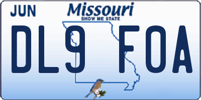 MO license plate DL9F0A