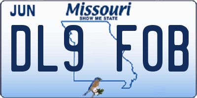 MO license plate DL9F0B