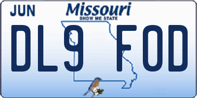 MO license plate DL9F0D