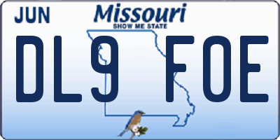 MO license plate DL9F0E