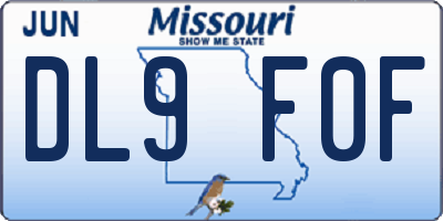 MO license plate DL9F0F