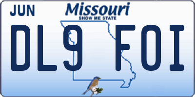 MO license plate DL9F0I