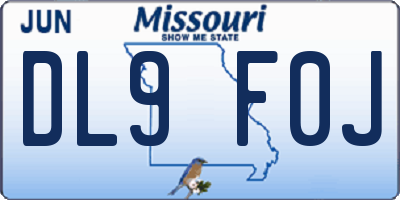 MO license plate DL9F0J