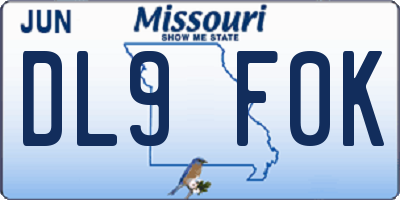 MO license plate DL9F0K