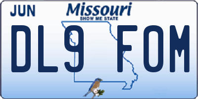 MO license plate DL9F0M